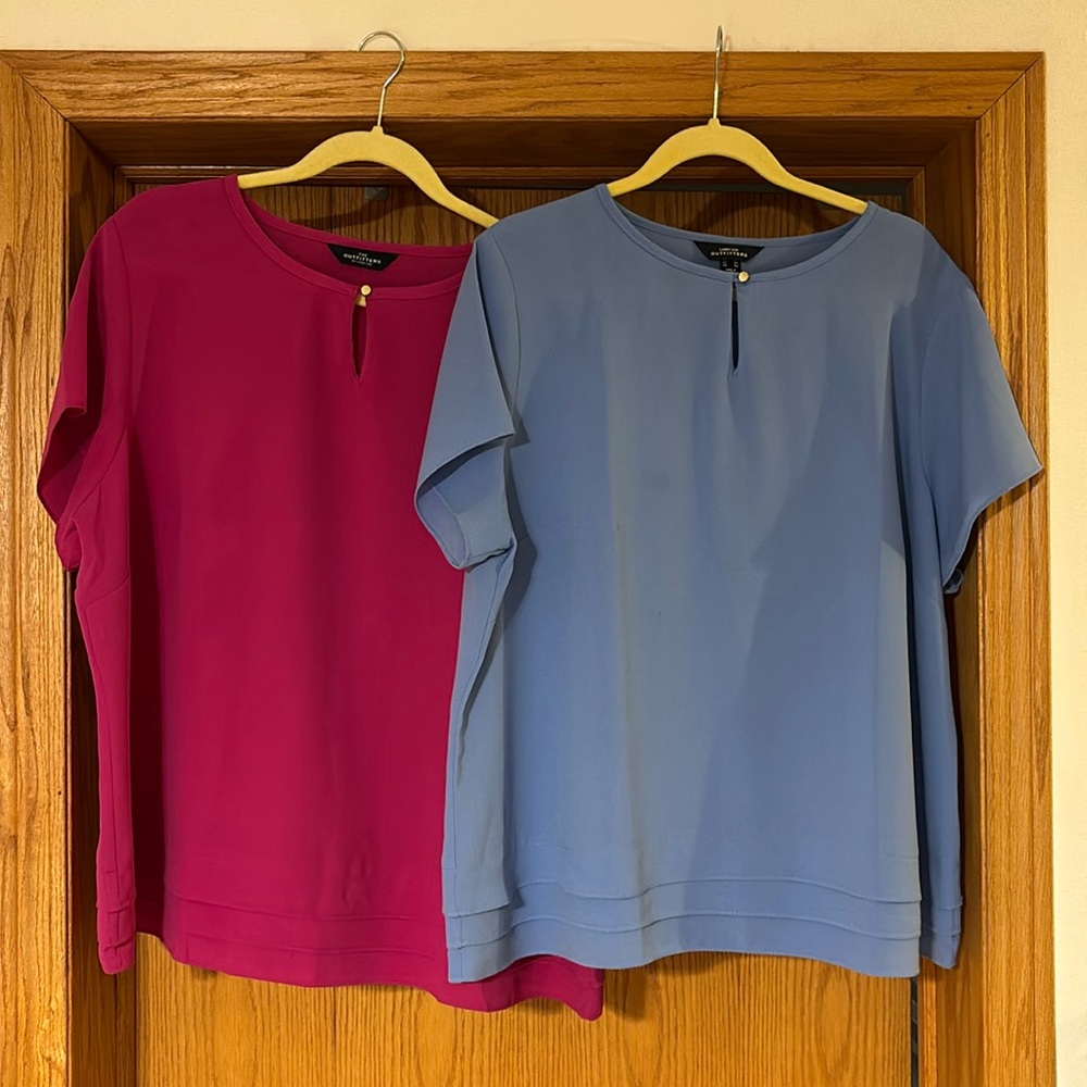Set of 2 Lands End Cap Sleeve Tops